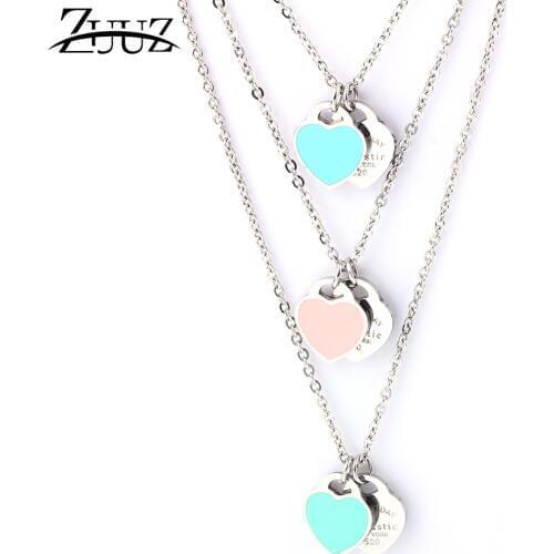 ZUUZ stainless steel heart necklaces & pendants for women jewelry accessories jewellery chain femme best friends initial