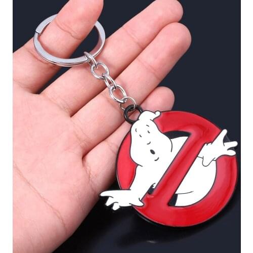 SG Hot Movie Ghostbusters Keychains Ghostbusters Death Squads Red Keyring For Women Men Jewelry Souvenir Chaveiro Gifts