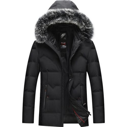 Down Jacket Mens Winter Youth Mens Casual Removable Shoulder Hat White Duck down Thick Warm Jacket