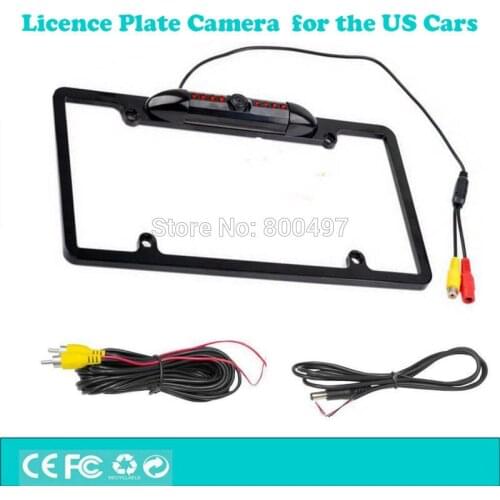 Car License Plate Frame Rear View Backup Camera Night Vision Camera 8 IR Infrared Light Waterproof IP67 480 TVL for USA Canada