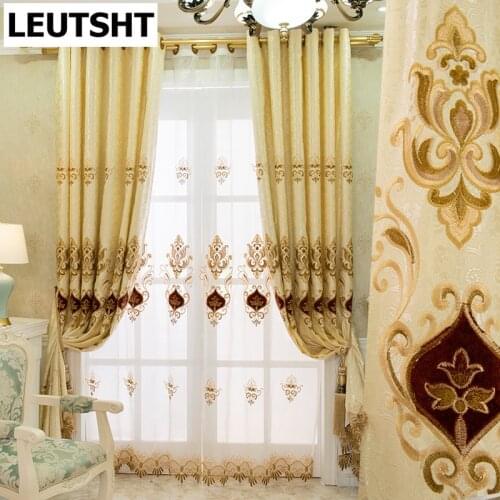 Luxury European Curtains for Living Dining Room Bedroom Light Luxury Embroidered Curtains French Window Custom Curtains