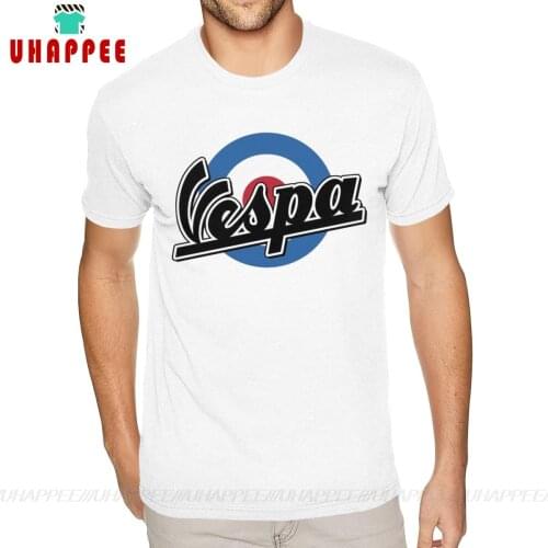 Custom Made Vespa Motorcycle Motorbike Tees Shirt for Men Custom Printed Short Sleeves Heavy Cotton White Crew Tshirt