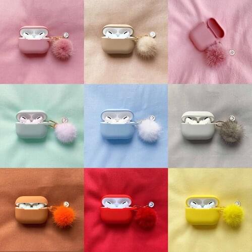 Lovely Winter Furball Earphone Case For AirPods 1 2 Pro Case Silicone Bluetooth Protective Cover For AirPods Soft Shell Hairball