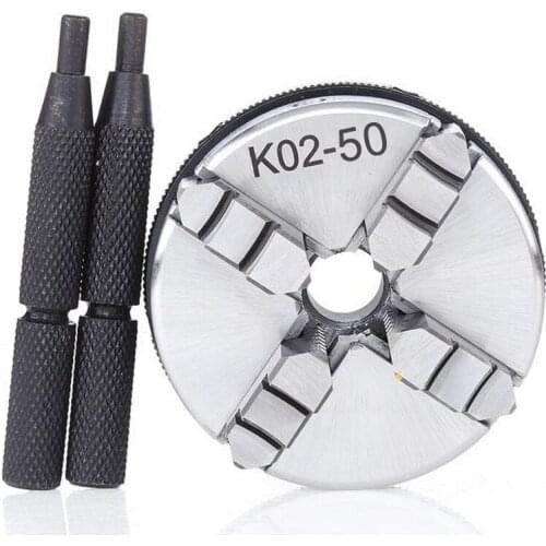 CNC Drilling Milling Machine 50mm Mini 4 Jaw Reversible Self-Centering M14 Thread Mount Lathe Chuck Lock Rod K02-50 2x Lock Rod