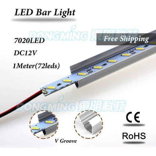 2 Year Warranty 5pcs SMD7020 72LEDs/M With U/V-shaped Aluminum channel led bar light 12 volt luces aluminum led strip