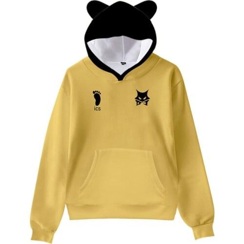 Hot New Spring Autumn Haikyuu Hoodie for Kids Boys Girls Harajuku Sweatshirt MSBY Black Jackals Kawaii Cat Ear Hooded Clothes