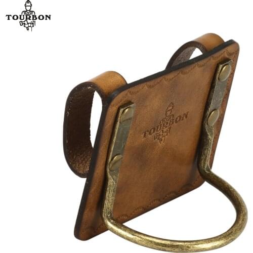 Tourbon Genuine Leather Heavy Duty Steel Loop Axe Hatchet Hammer Holder Slot Tool Holster for Belt (5cm)