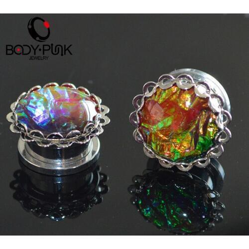 BODY PUNK Fashion Pair Selling Jewelry Stainless Steel Ear Plugs Body Piercing Tunnels 2pcs Lot Free Shipping Ear Stretchers