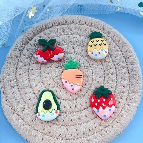 30pcs Cartoon Fruit Series Resin Ornaments DIY Craft Supplies Phone Shell Patch Kids Hair Accessories Shoes Bags Decor Appliques