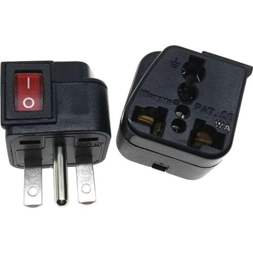 Universal to US Nema 6-15P Plug Converter Adapter AC100~250V 10A With Main Power Switch LED Indicator Wonpro WSA-18