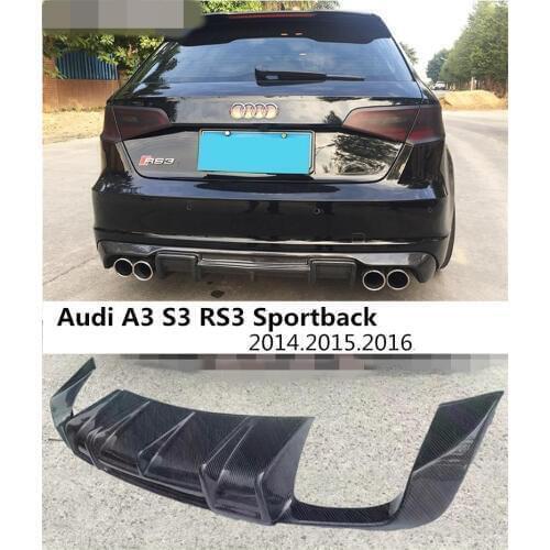 Carbon Fiber Rear Lip Spoiler For Audi A3 S3 RS3 Sportback 2014 2015 2016 Car Bumper Diffuser Auto Accessories