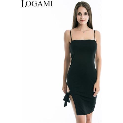 LOGAMI Ladies Dresses 2017 New Arrivals Mini Dress Sexy Club Wear Strap Women Summer Bodycon Dress Black Vestidos Mujer