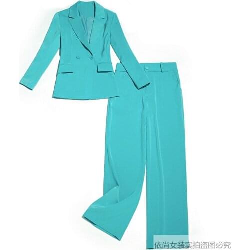 Womens suits set 2 pieces suit spring new fashion temperament wild suit wide-leg pants trousers jacket 2 piece set women