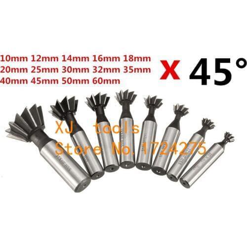 1PCS 45 Degree HSS Dovetail Cutter End Mill Milling 10mm 12mm 14mm 16mm 18mm 20mm 25mm 30mm 32mm 35mm 40mm 45mm 50mm 60mm