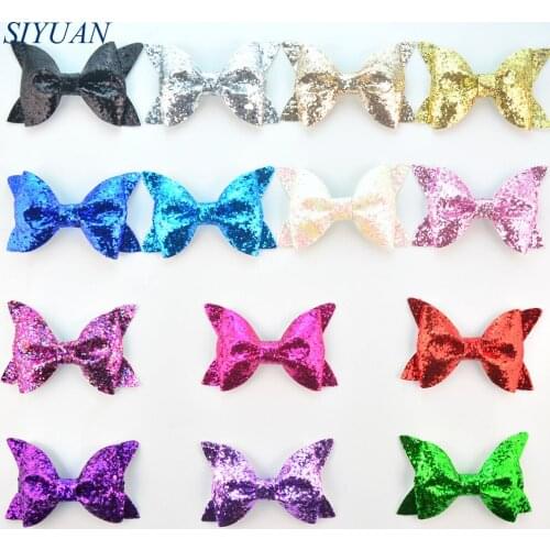 100pcs/lot 4*2.4 inch Synthetic Leather Glitter Bow Newborn Headband & Hairpin Bowknot DIY Boutique Free Shipping HDJ110