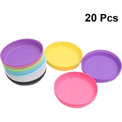 20pcs Succulent Plant Pot Saucer Round Plastic Tray Flowerpot Water Plate for Garden Balcony flower pots tray(Random Color)