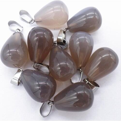50Pcs 18x13mm Wholesale Natural Gray Agate Teardrop Pendant Bead DIY Earrings Handmade Jewelry Accessories S710