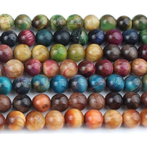8mm Colorful Tiger Eye Stone Beads Round Loose Beads for Accessories Jewellery Making Diy Bracelet 15inch/Strand