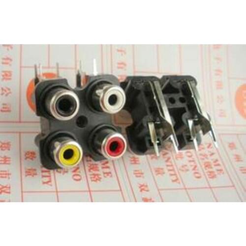 Free Shipping!! 3pcs 4 clubfoot AV Block / lotus seat / RCA jack / audio jack / socket 4-hole Amplifier /Electronic Component