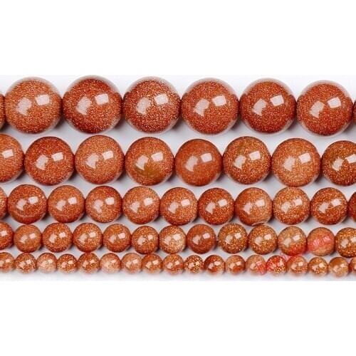 Free Shipping Natural Gold SandStone Golden Sand Round Loose Beads 4 6 8 10 12 MM Pick Size For Jewelry 16" Strand