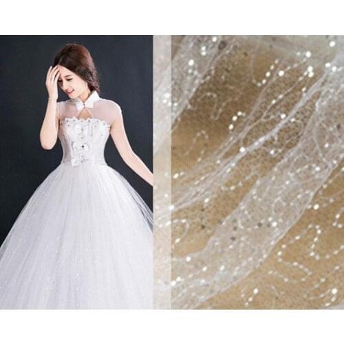 Shiny Embroidery Sequin Mesh Fabric For Dress and Wedding Party Events Clothing Making Material Table Covers Decor