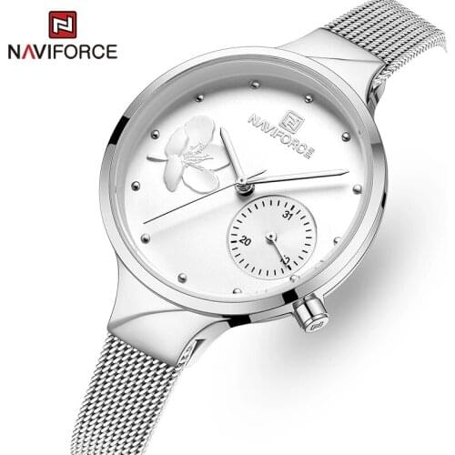 NAVIFORCE Women Watches Top Luxury Brand Fashion Steel Quartz Watch Ladies Waterproof Flower Girl Clock relogio feminino