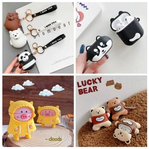 Earphone Case For AirPods Case Cartoon Bear Silicone Cover for Apple Air pods 2 Cute Earbuds Bag for Earpods Cases Accessoires