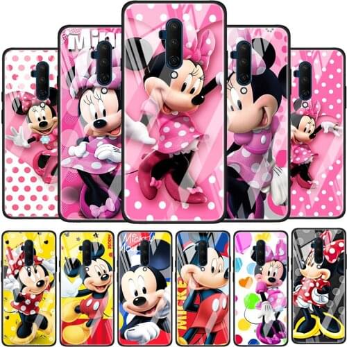 Minnie Disney Mouse Cute Glossy Protection Cover for OnePlus 9R 9 8T 8 7T 7 Pro Nord Z 5G Luxury Tempered Glass Phone Case