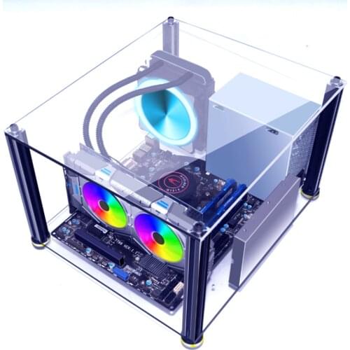 DIY Superimposable Opening PC Case With Cover For ITX MATX ATX Transparent Acrylic Computer Case Support 120 240 Water Cooling
