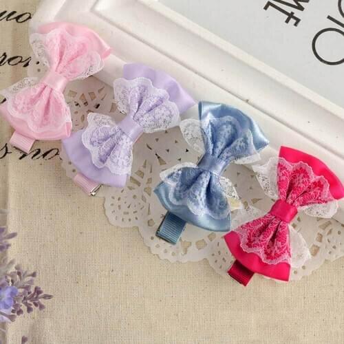 Kids Hair Pins Baby Girls Cute Lace Bowknot Hair Clips Baby Girl Hairpin Child Hair Accessories For Girls Gift #39