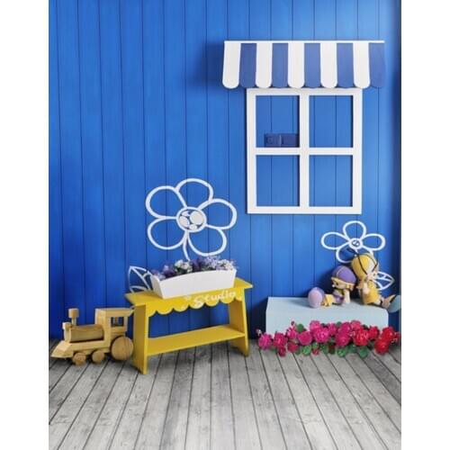 5x7ft Wooden Floor Flowers Doll Photography Backdrops Photo Props Studio Background