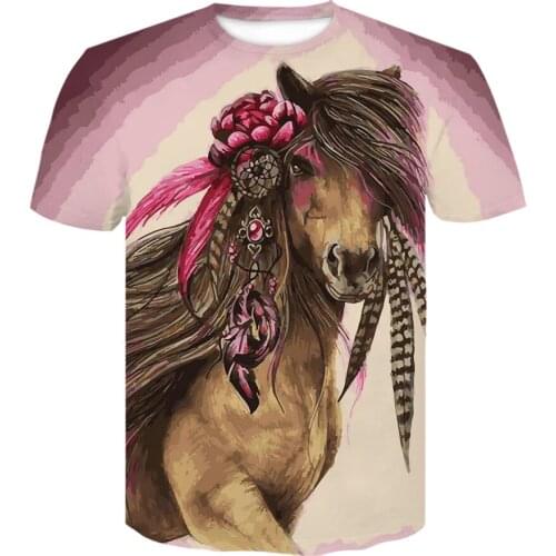 3D Horse Print T Shirt for Boy 2021 Comfort Teens t shirt Summer Funny Animal Short Sleeve Boy Girl Fashion tshirt Hip Hop tops