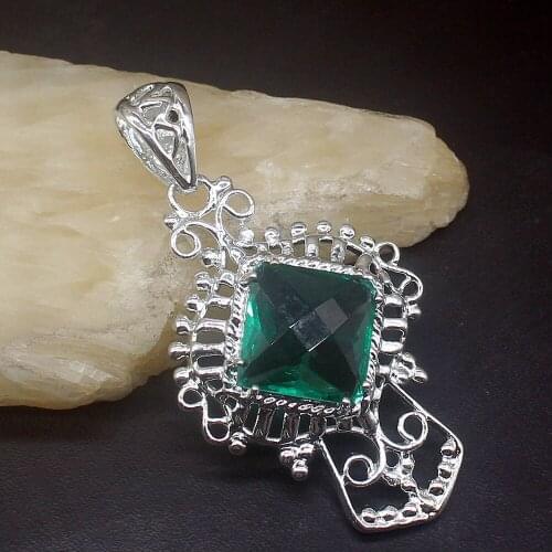 Gemstonefactory Jewelry Big Promotion 925 Silver Genuine Green Topaz Magic Women Ladies Mom Gifts Necklace Pendant 20213847