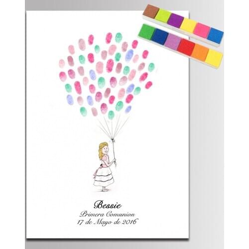 Baby Shower Guest Book Fingerprint painting for Baby Girl Canvas Painting Birthday Party DIY Communion Baptism canvas painting