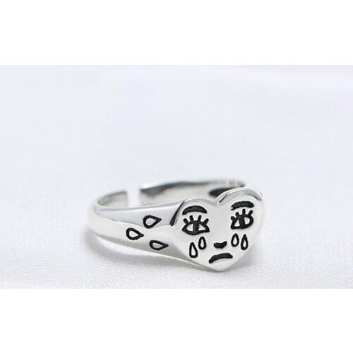 HebeDeer Creative Cry Face Rings for Women New Trendy Fashion Female Resizable Ring Jewelry Ladies Club Jewelry Gifts Anillos