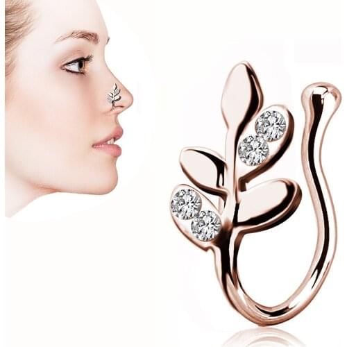 Crystal Fake Nose Rings 18G Non-Pierced Clip On Nose Hoop Rings 18 Gauge