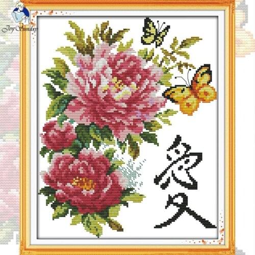 GG Butterflies over flowers DIY needlework sets Christmas embroidery designs peony cross stitch patterns for home decoration
