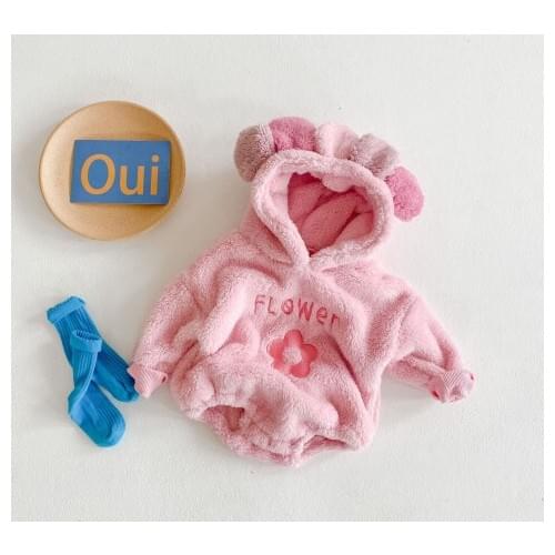 Baby Girls Jumpsuit Flower Velet Winter Newborn Baby Romper Thick Outerwear Infant Girls Clothes Hooded Toddler Clothes Cotton