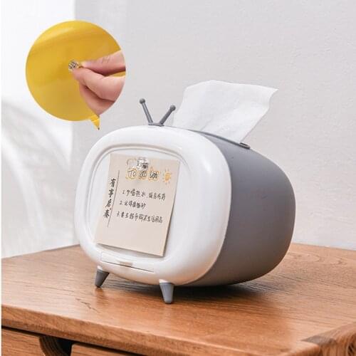 New TV Tissue Box Desktop Paper Holder Dispenser Storage Napkin Case Organizer with Mobile Phone Holder Retro style Tissue box
