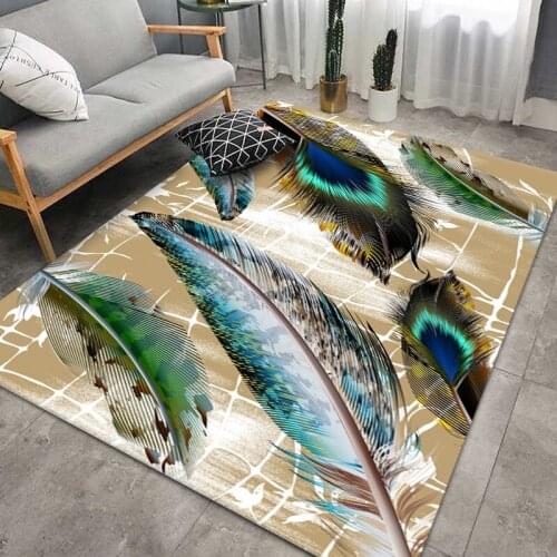Geometric Feather Printed Carpet For Living Room Bedroom Large Area Rugs Modern Printing Floor Parlor For Mat Rug Washable Home