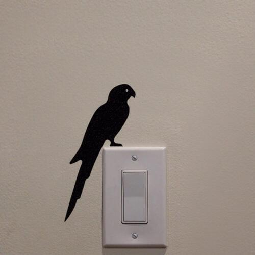 KUCADA creative bird switch panel sticker for wall decoration removable wall sticker mural art decal black pvc WP1876