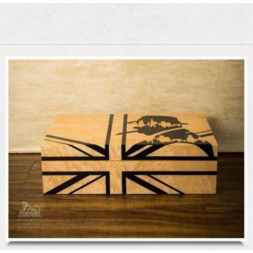 LUBINSKI Cedar Wood 2-Storey Cigar Humidor With Humidifier Hygrometer Case Hold 100 Cigars Box Fit Cohiba Cigar Tobacco Storage