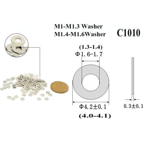 M1 M1.2 m1.4 m1.5 m1.6Black and siliver steel flat washer for nut screw fastener phone electronic computer motherboard DIN125