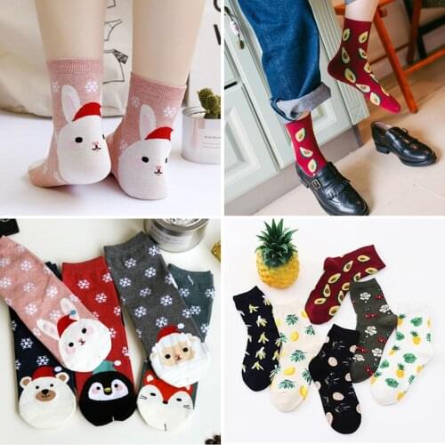 Kawaii Funny Winter Warm Socks Cute Girls Women Socks Funny Casual Comfortable Short Animal Socks Female Christmas Gifts