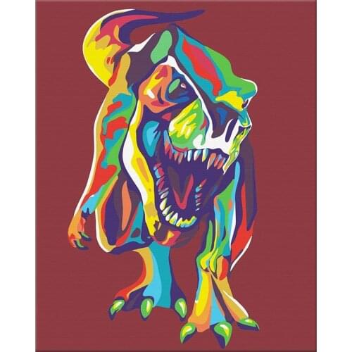 FSBCGT Oil Painting By Numbers Abstract Dinosaurs DIY Pictures By Number Drawing On Canvas Home Art Number Decor