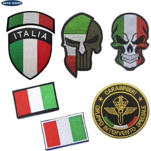 Italy Flag Embroidered velcros Patches Tactical Military IR Reflective Infrared Italian Flags PVC Rubber Embroidery Badges