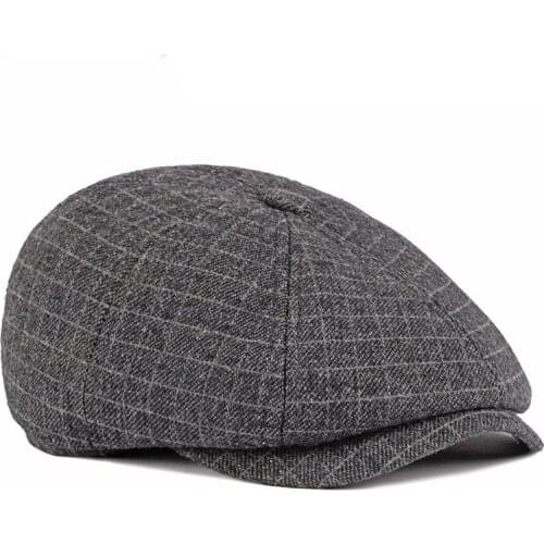 Fibonacci 2020 New Grid 8 panel Newsboy Caps for Men Octagonal Autumn Winter Thicken Beckham Ivy French Beret Hats