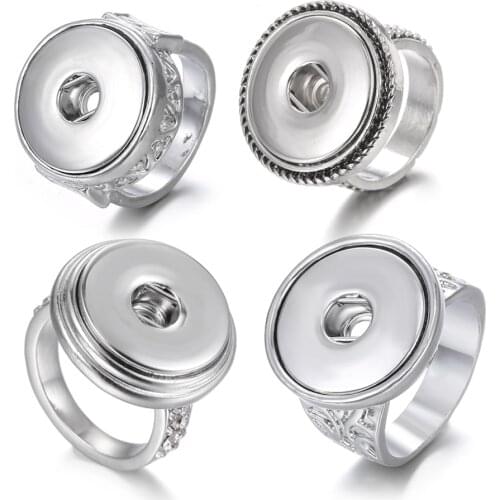 New Snap Jewelry Metal 18mm Snap Button Ring DIY Party Ring for Women Men Rings Interchangeable Jewelry