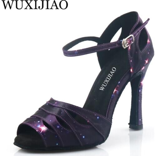 New selection of purple star satin womens dance shoes Latin salsa boots Patty ballroom dance shoes womens shoes