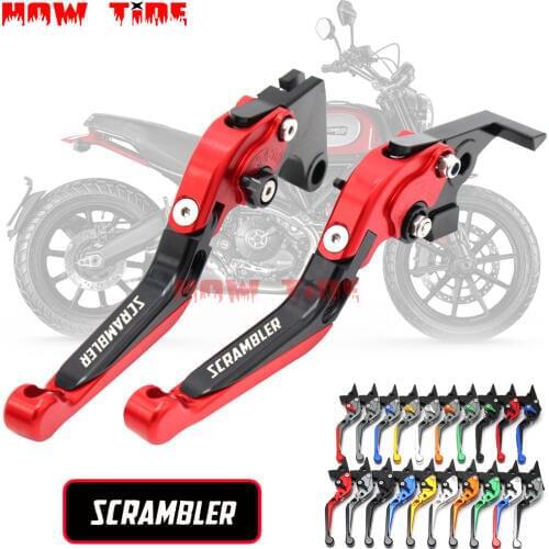 New Laser Logo For Ducati Scrambler Cafe Racer 2017 CNC Folding Extendable Motorcycle Brake Clutch Levers